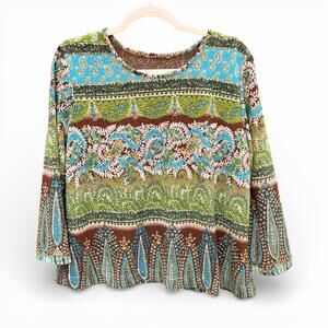 Y2K Textured Paisley Earth Tone Fairy Grunge Top